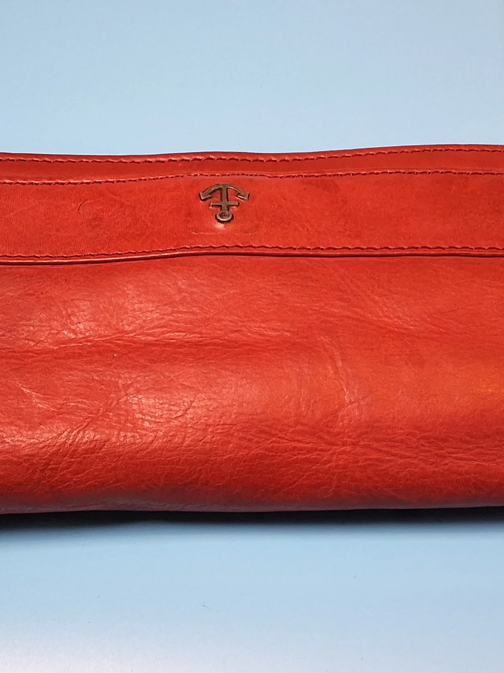 Sag Harbor Red Leather Clutch Wallet with Metal Logo